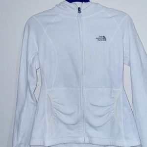 Women’s north face white zip-up jacket